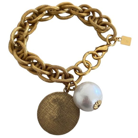 Chunky John Wind chain bracelet Pearl and L initial charm - Picture 6 of 10